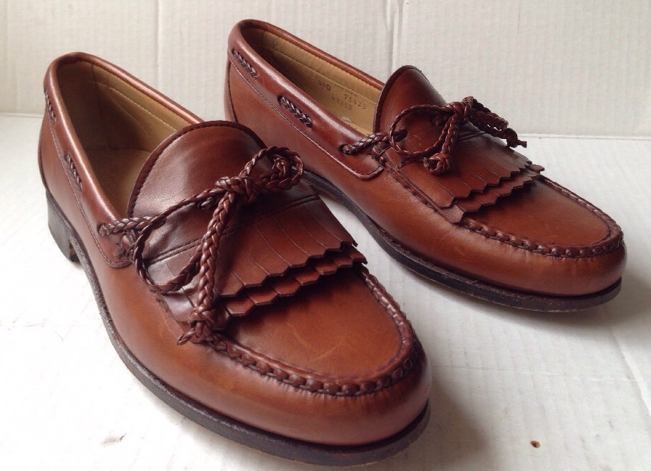 Allen Edmonds Woodstock Slip On Leather Kiltie Loafer Size 12B Allen Edmonds Woodstock Kiltie Tassle Loafer Leather Brown  main image 3