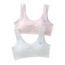 2 Pack Girls Puberty Cotton Crop Bra Tops Plain 10-15 Years Back Sport Underwear