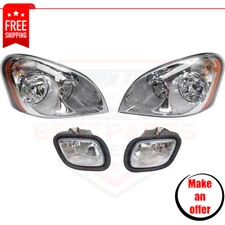 Fog Lights & Headlights Kit 4 pc w/ bulb for 2008-2016 Freightliner Cascadia 125