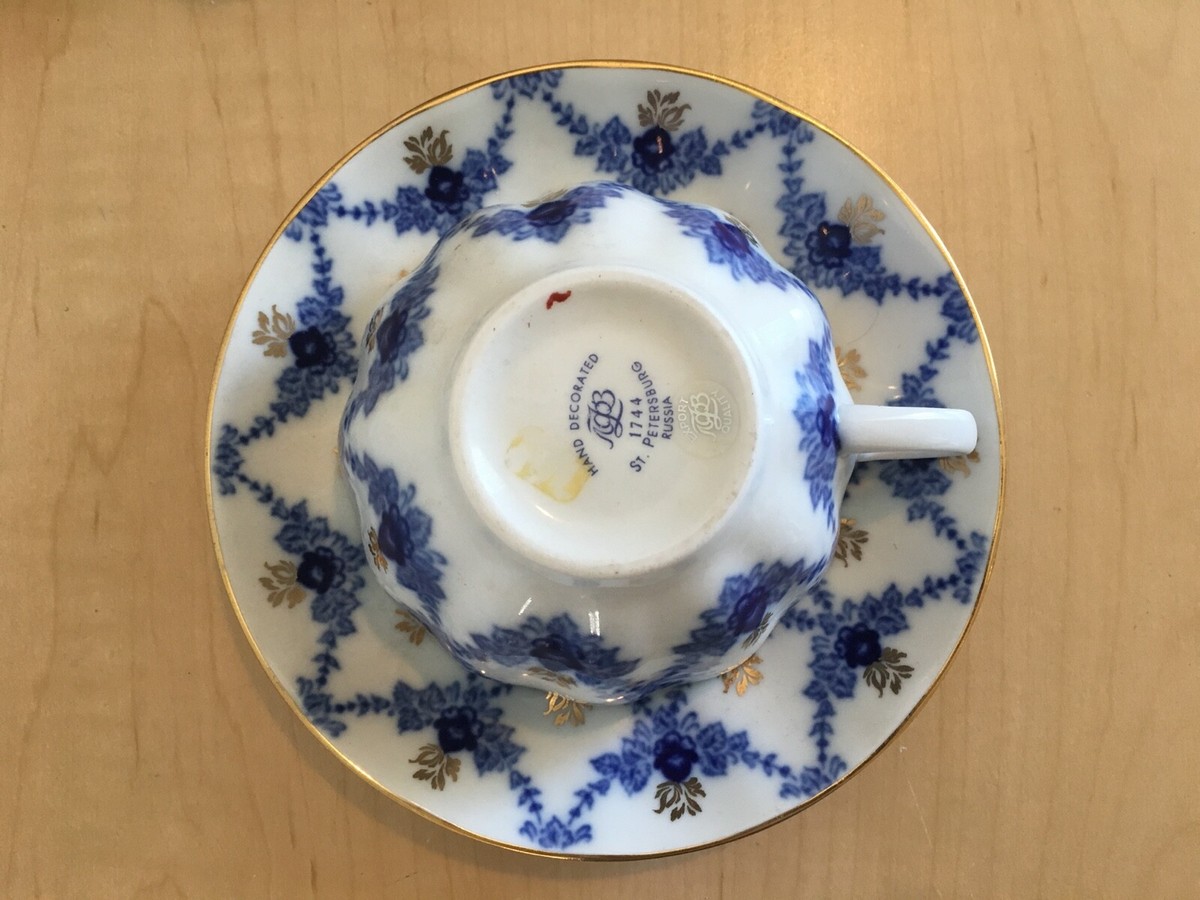 ポット　ロモノーソフ VINTAGE LOMONOSOV 1744 RUSSIA BLUE & GOLD PORCELAIN TEA POT