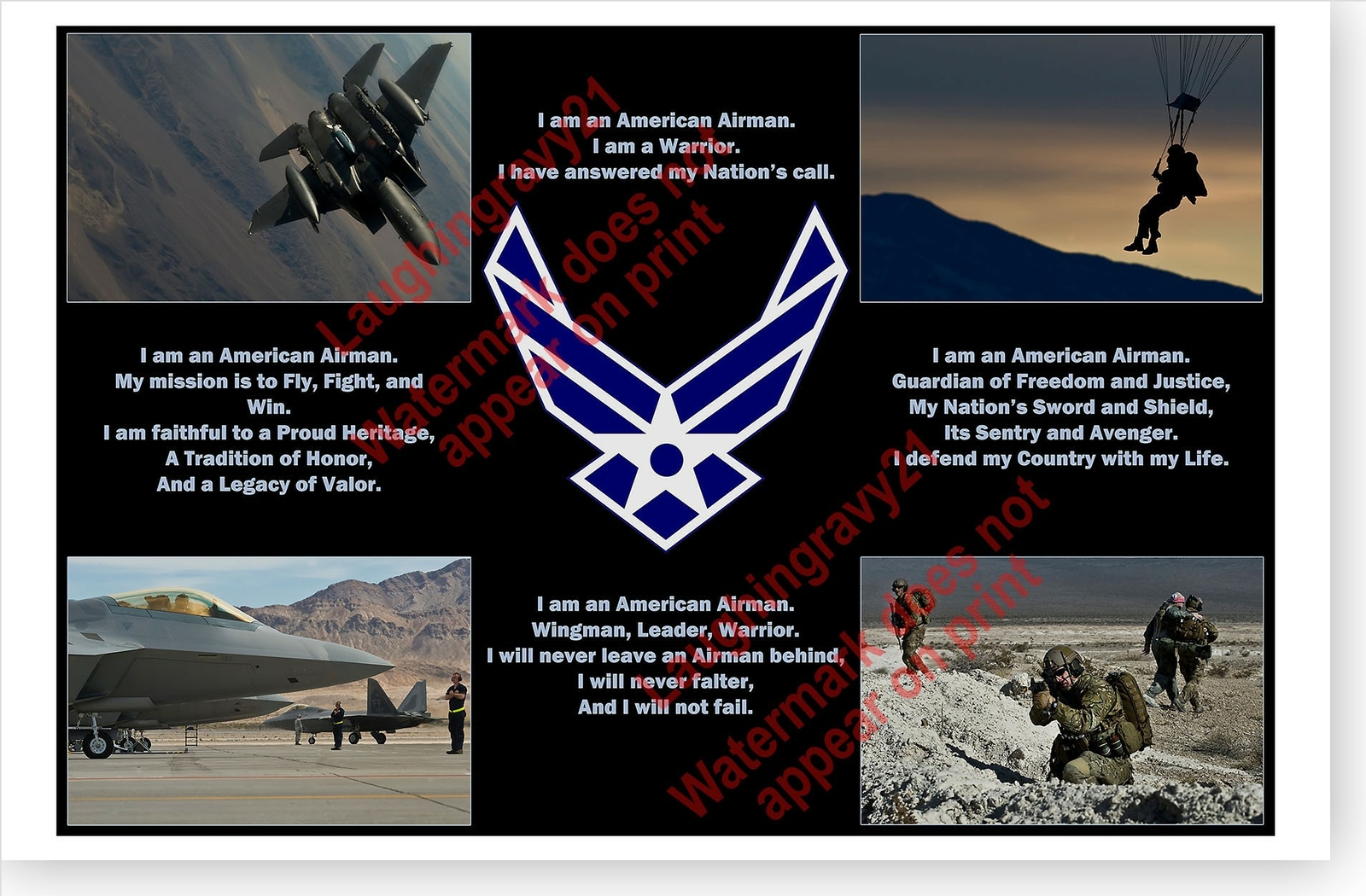 United States Air Force The Airman's Creed 2012 Poster | eBay
