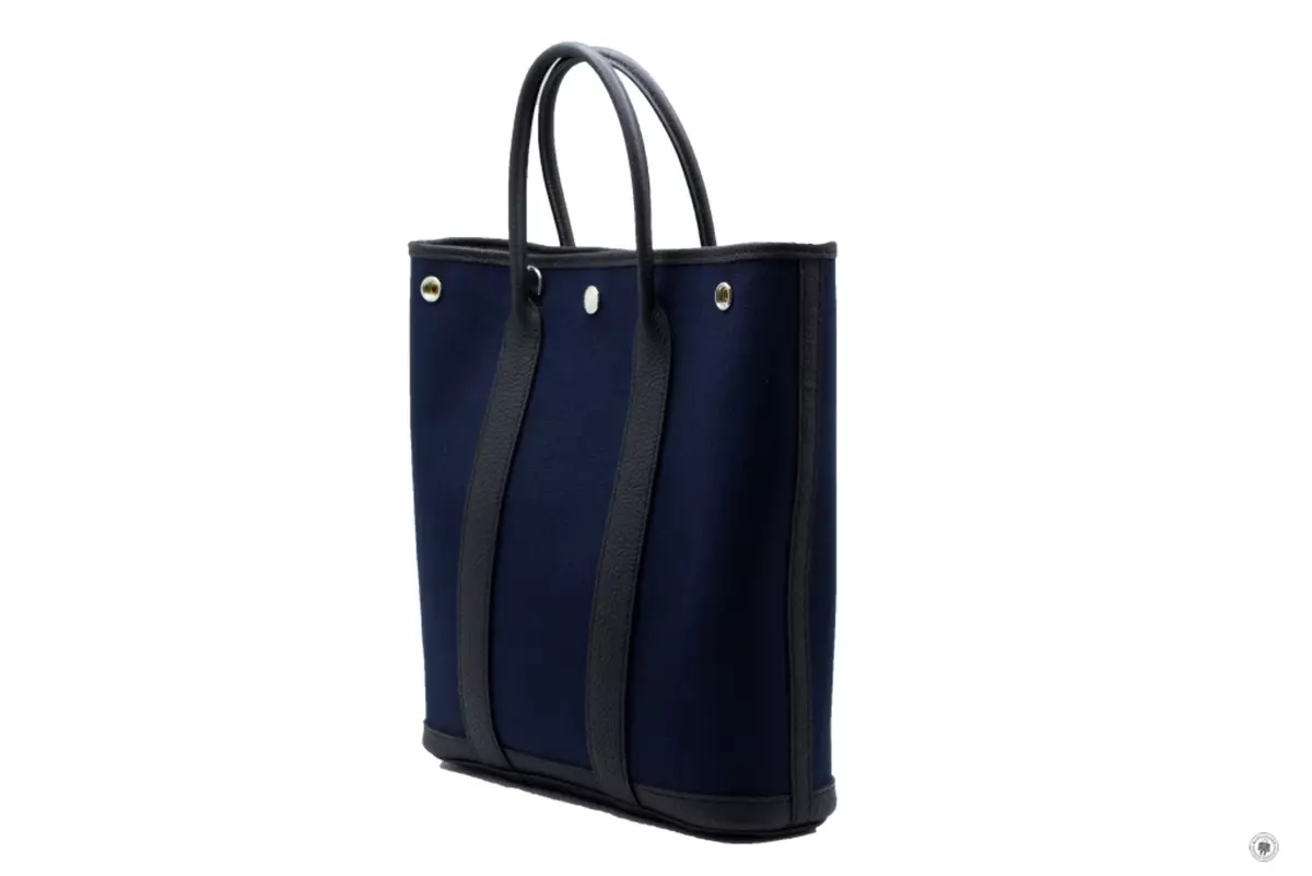 NEW Hermes H080141 Garden File 28 Blue Marine/noir/noir / Ckad Canvas Tote  Bag P