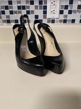 Christian Louboutin - Roland Black Patent Leatjer Platform Slingback Size 35