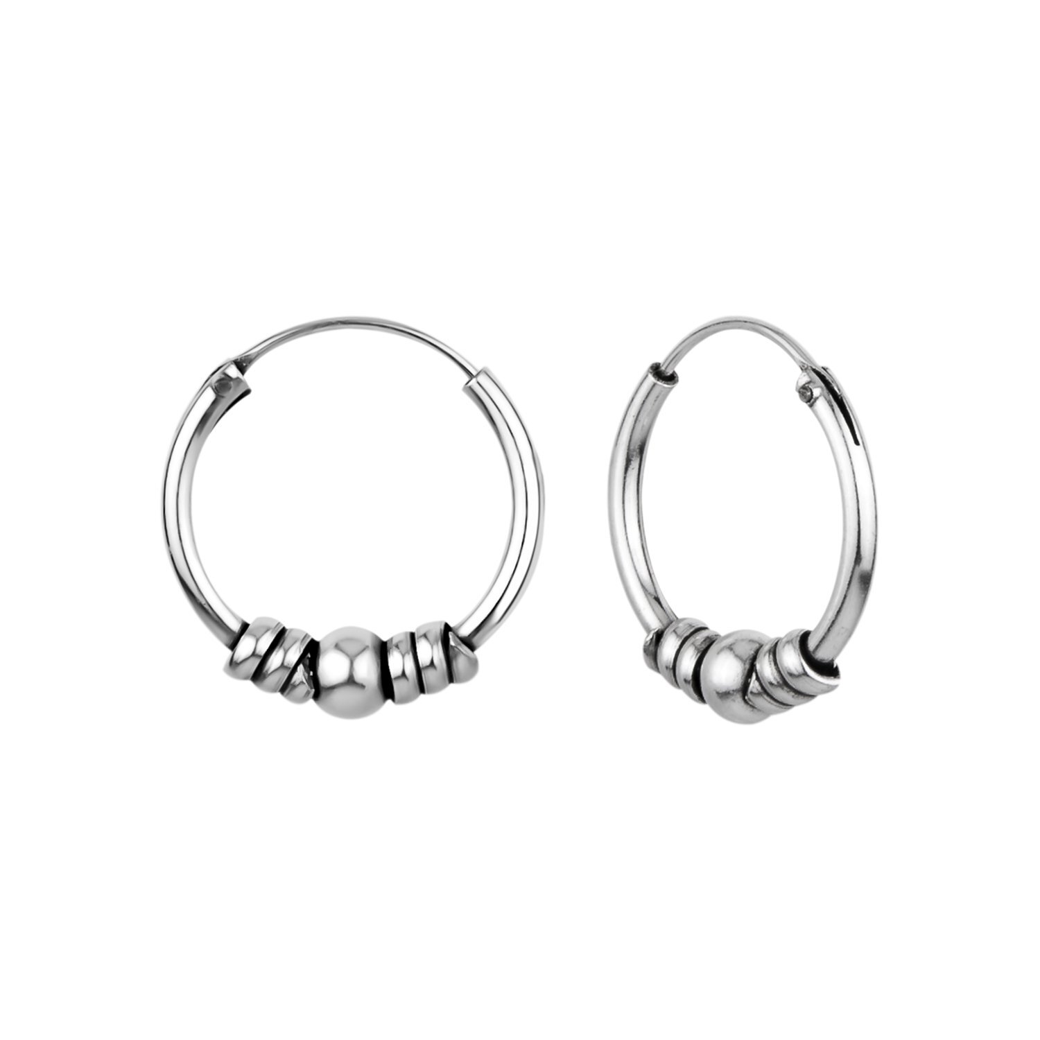 925 Sterling Silver 14 mm Spiral Wrap Bali Hoop Earrings eBay