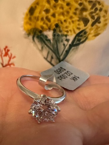 2.00 Ct Round Cut VVS1/D GRA Moissanite Engagement Wedding 14k White Gold Plated - Picture 5 of 11