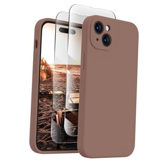 Designed for iPhone 15 Case, Silicone Upgraded [Camera Protection] Light Brown