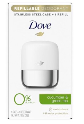 Dove Refillable Deodorant Starter Kit 0% Aluminum Cucumber & Green Tea
