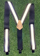 Black Reflective Safety Suspenders Work W/ Hi Viz Reflective Strip Tool Belt New