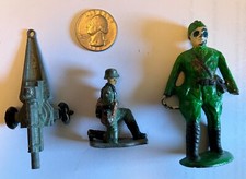 Lot of 3 Vintage Toy Soldier, Cannon, WW II Lead Metal