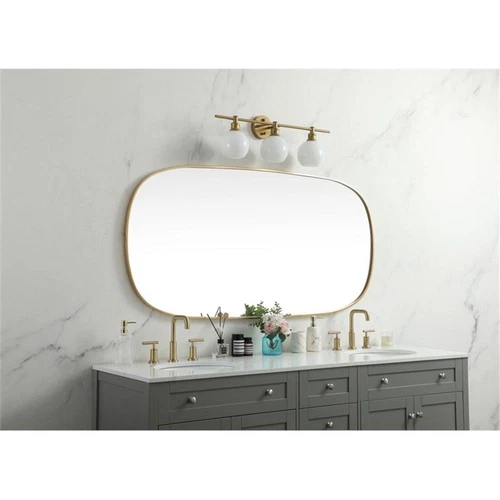 Elegant Decor Brynn 30x60" Oval Modern Metal Wall-Mounted Mirror in Brass - Picture 10 of 11