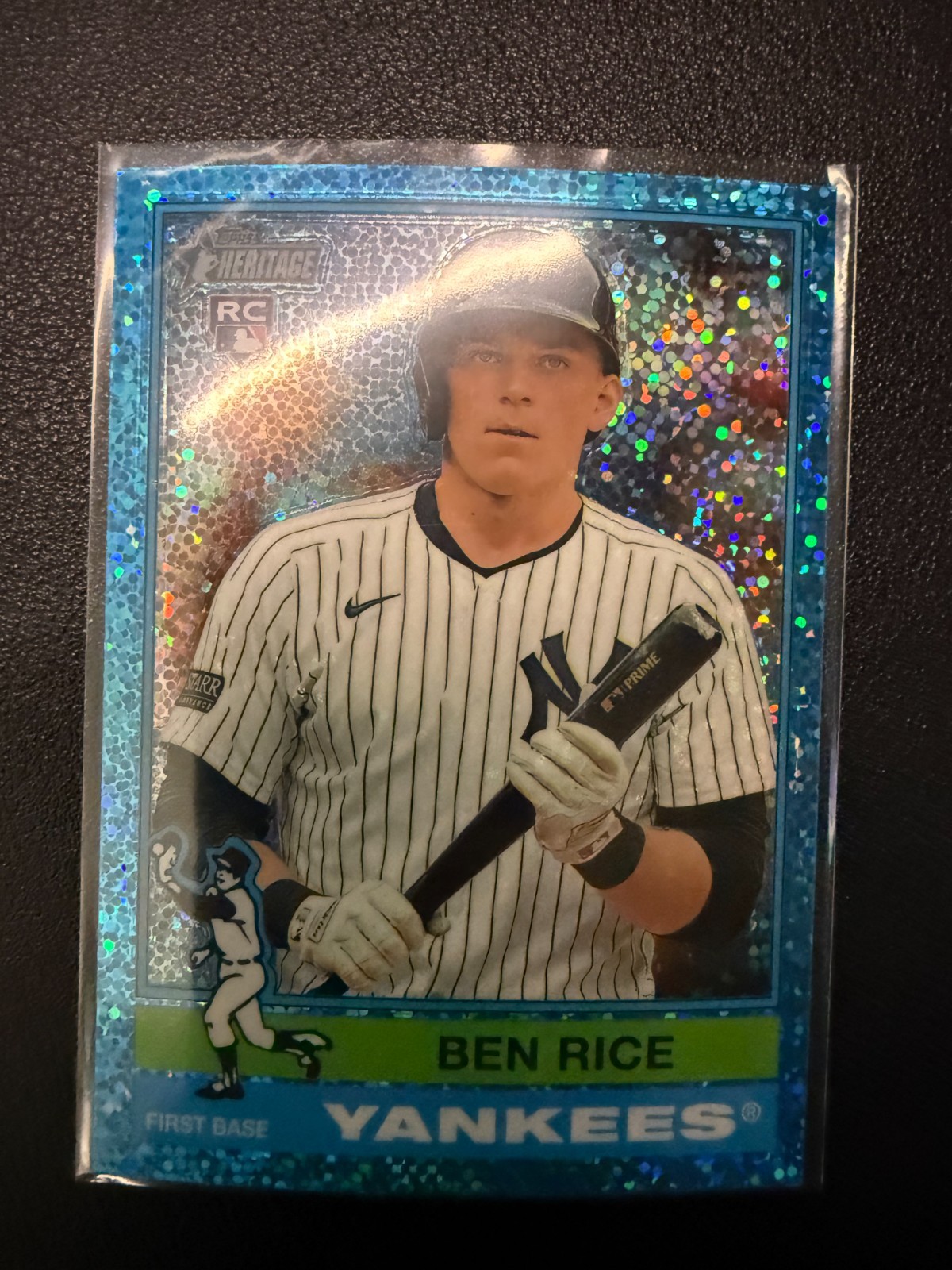 2025 Topps Heritage - Chrome Light Blue Sparkle Refractor - Ben Rice #406 RC)