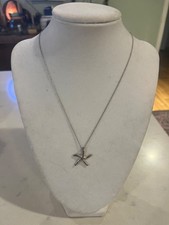 Vtg Sterling Silver Starfish Pendant 17" Chain