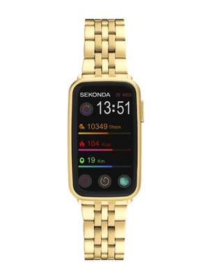 Sekonda Track 26mm Unisex Rechteckig Gold Smartwatch mit Goldarmband