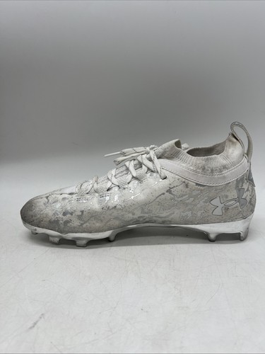 UA Spotlight Lux Suede Football Cleats White/Silver/Chrome Size 9 - Picture 9 of 11