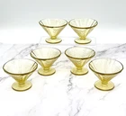 6 Vintage 30s Federal Madrid Depression Glass Yellow Amber Footed Bowls Sherbets
