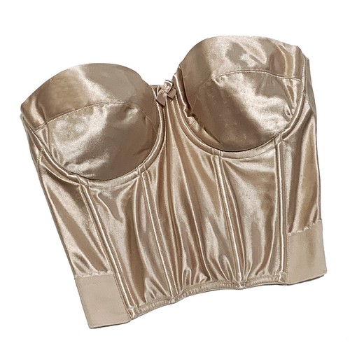 Victoria's Secret Beige Satin Longline Trägerloser BH, Gr. 34C - Bild 1 von 3