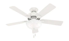 Hunter 44 inch Indoor Ceiling Fan with LED Light - White Ceiling Fan with Pul...