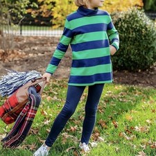The Beaufort Bonnet Company Kids 4T Pima Cotton Striped Turtleneck Tunic Green