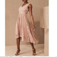 Anthroplogie BHLDN Lace Midi High-Lo Dress Blush Pink Size 2