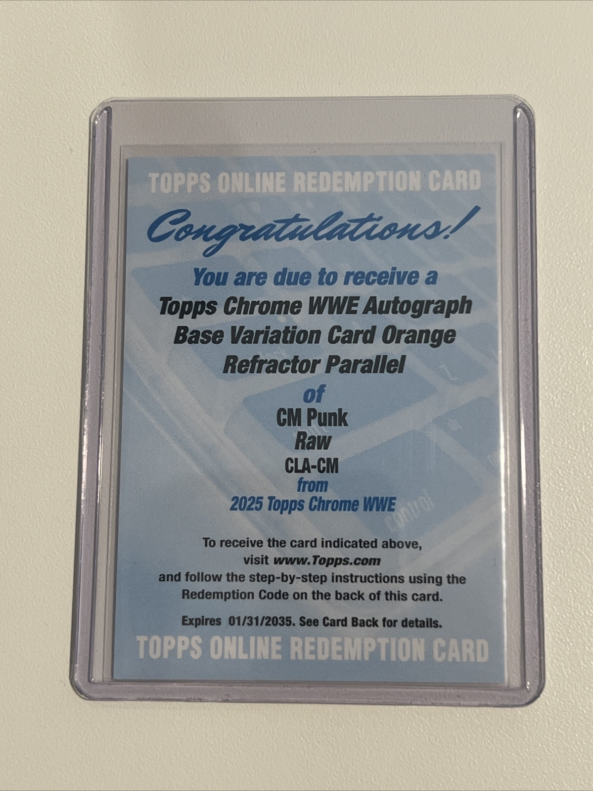 2025 Topps Chrome WWE Orange Refractor Parallel  Autograph Auto CM PUNK /25