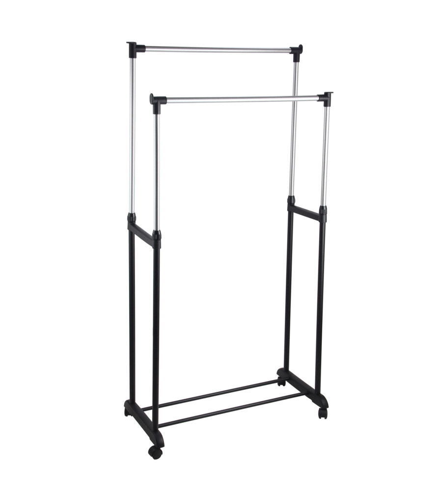 Stand Appendiabiti Doppio Telescopico 80cm | Salvaspazio con Ruote