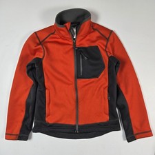 REI Full Zip Fleece Jacket Boys S 8 Orange Gray Textured Outdoor Hiking Coat