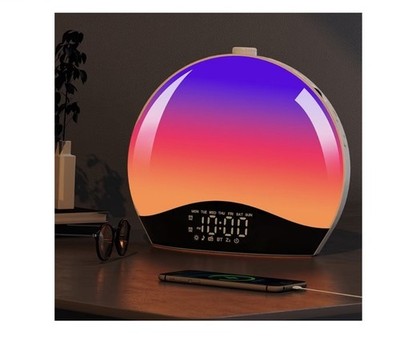 Wake Up Sunrise Alarm Clock with Fm Radio Snooze Dual Alarms Night Light 7 LED