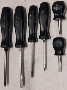 Snap-On Tools Screwdriver Set Black Hard Handle 6pc Set SSD Lot of 6 w/ Stubbys