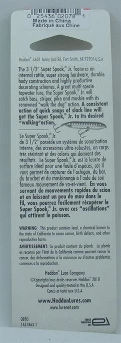 Heddon X9236HFB Super Spook Jr 3.5" Color HFB Florida Bass - Image 4 of 4