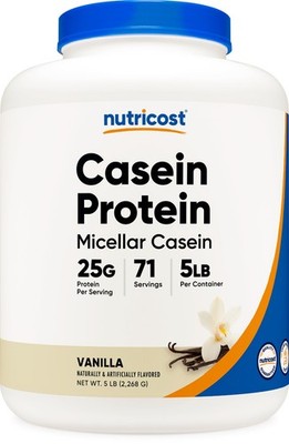 Nutricost Casein Protein Powder 5lb Vanilla - 100% Micellar Casein