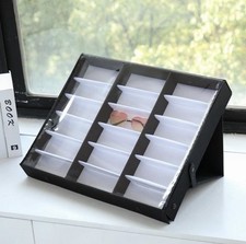 18pcs Eye Glasses Case Eyewear Sunglasses Display Storage Box Holder Organizer