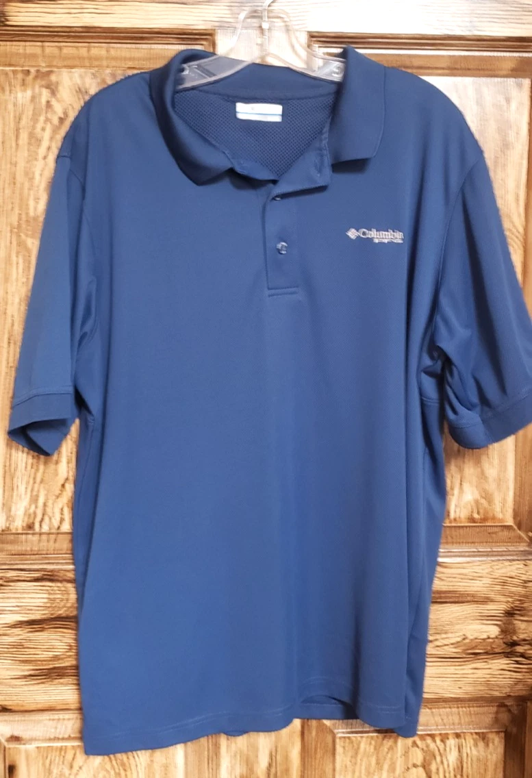 Columbia PFG Men's XL Polo Shirt Blue Vented Fishing Shirt