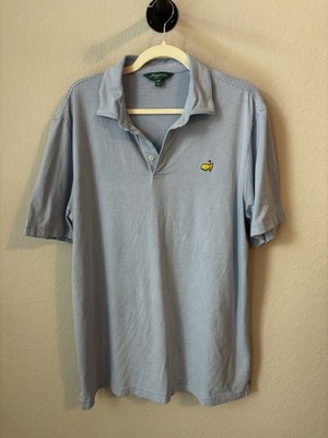 Masters Classics Men's L/G Blue/White Striped Stretch Polo Logo Pima Cotton