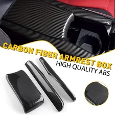 Carbon Fiber Black Center Console Lid Armrest Box Cover For 2016-21 Honda Civic