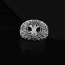 Yggdrasil Tree Of Life Signet Ring 925 Sterling Silver Oxidized Ring Duty Free