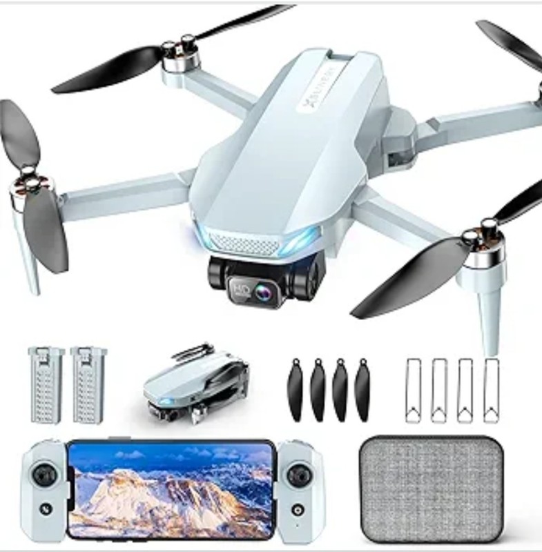 2K Foldable FPV Drone w/ Camera, Brushless Motor, 2 Batteries & Case.