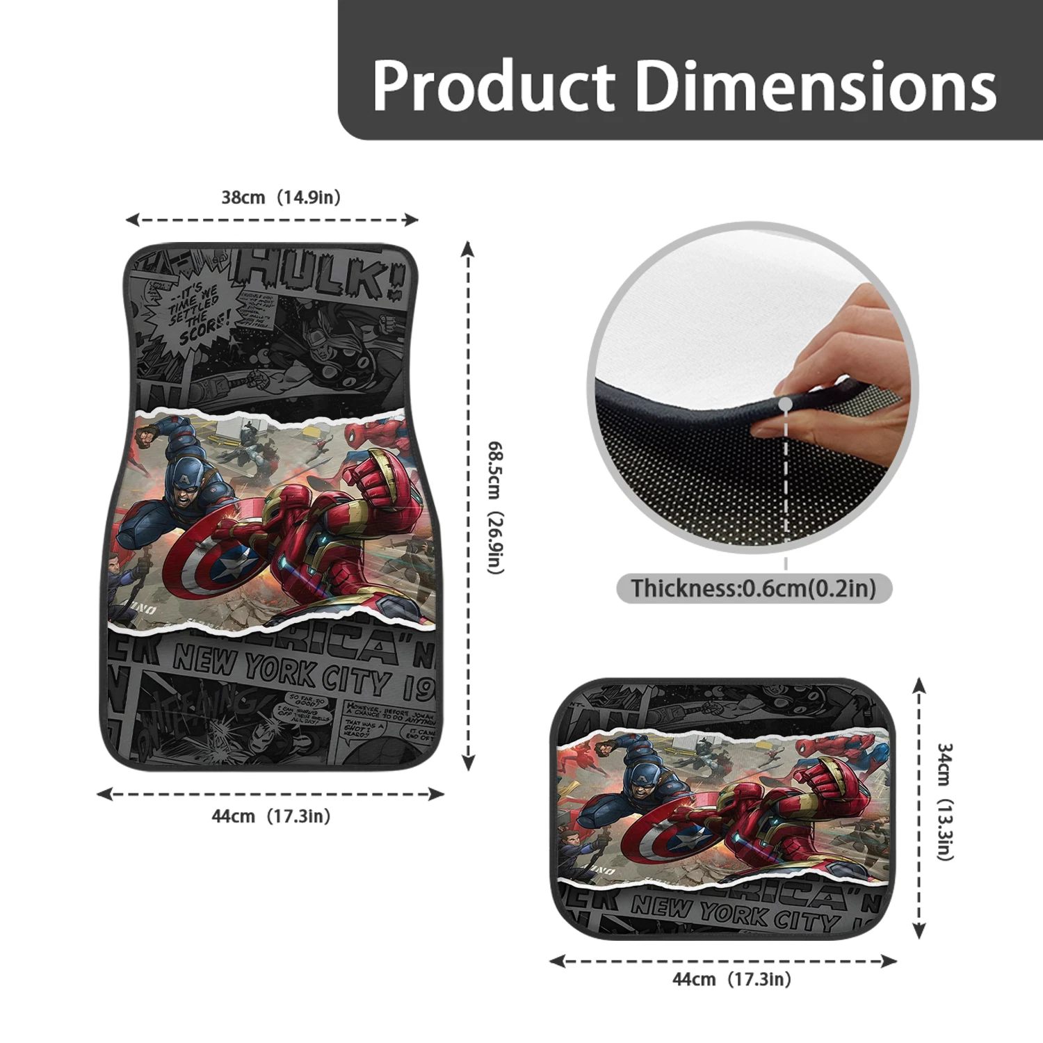 Captain America Iron Man Car Floor Mats, Marvel Auto Accessories, Superhero Gift