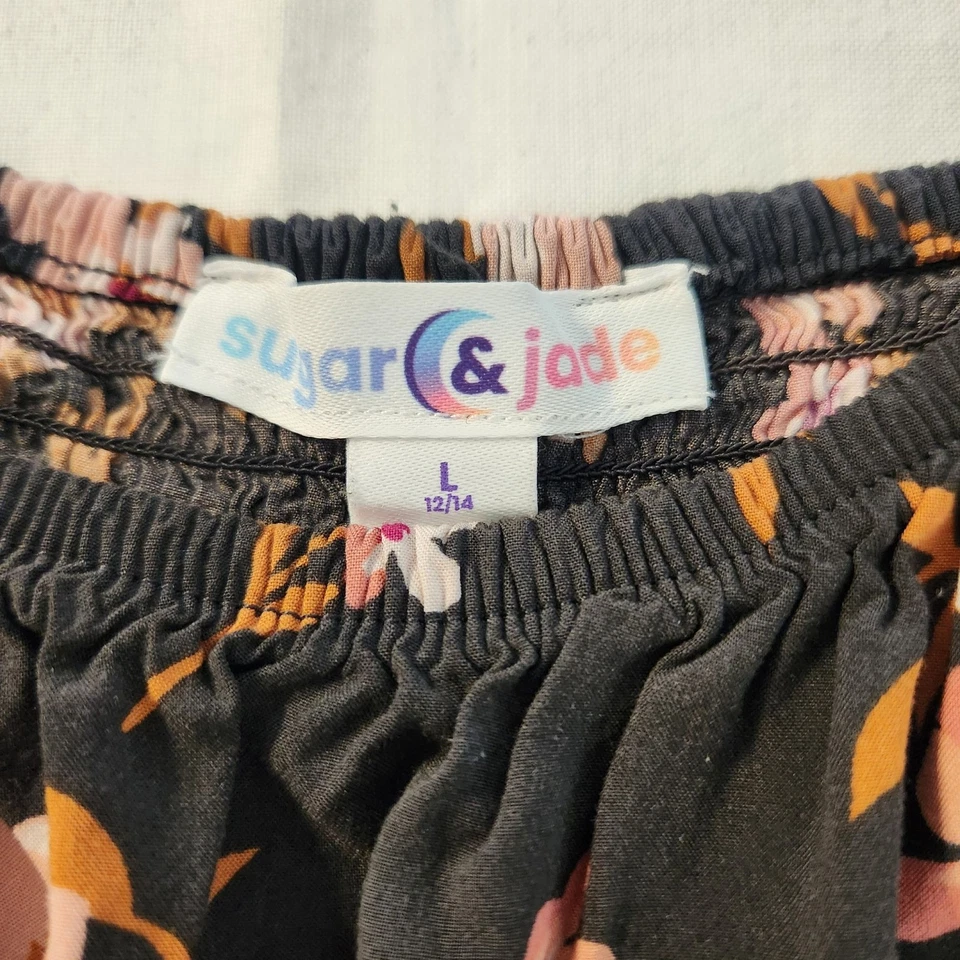 Camisa Sugar & Jade o vestido preadolescente floral manga abullonada en niveles L 12/14 niña Foto 3 de 4