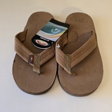 Rainbow Sandals Kids 2-3 Sierra Brown Leather 101LTS Flip Flops Storage NWT Flaw