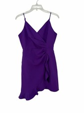 DO+BE Purple Spaghetti-Strap Ruffle Wrap Dress