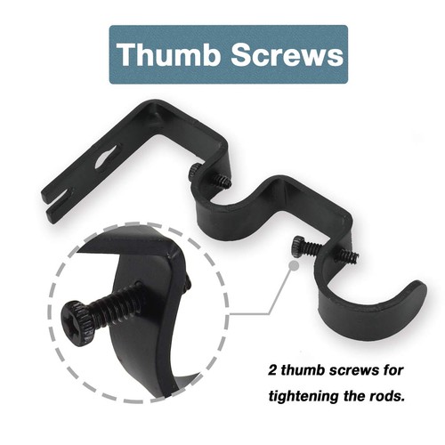 4 Pack Double Curtain Rod Bracket Heavy Duty 1 and 5/8 Inch Holder Set - Afbeelding 3 van 6
