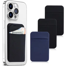 Fulgamo 3Pack Cell Phone Card Holder Pocket Back Phone Stretchy Stick Wallet