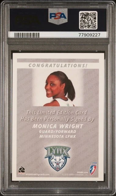 2010 Rittenhouse WNBA Monica Wright Rookie Autograph PSA 8 Virginia Cavaliers - Image 2 of 2