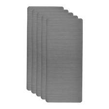 5pcs Metal Business Card 2x1x0.02" Brushed Laser Engrave Adhesive Black