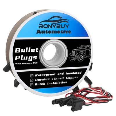 Ronybuy 50 Count 3-Prong Female Bullet Plugs 18 AWG Continuous Wire Harness... 