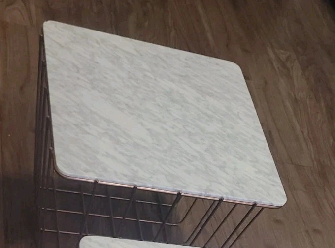 Blu Dot Scamp Medium Side Table Marble Top And Copper Basket - Image 2 of 3