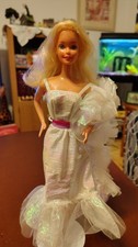 CRYSTAL BARBIE with Original Gown and Boa as shown replacement Shoes and Brush 