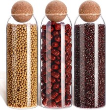 3 Pcs Glass Jar with Ball Cork Lid Decorative Round Bottle Sealed Canister Jar