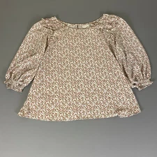 Max Studio Floral Blouse Top 2X Colorful Ruffle Trim Long Sleeve Cottagecore