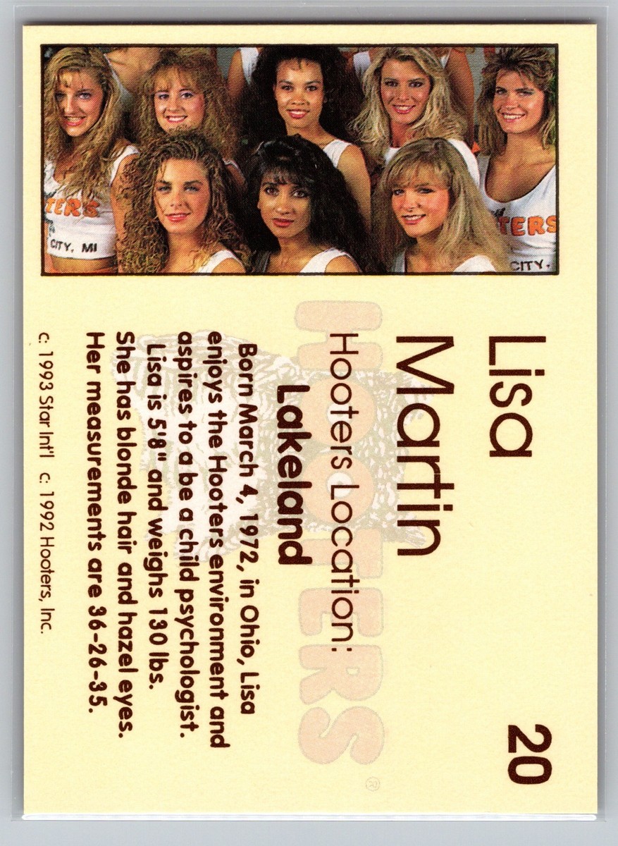 1993 Star Hooters Calendar Girls #20 Lisa Martin Collectible